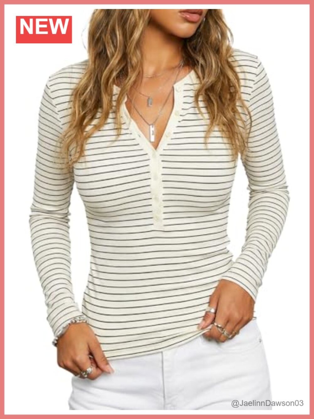 Long Sleeve Henley Button Down Fitted Stretch Top Casual